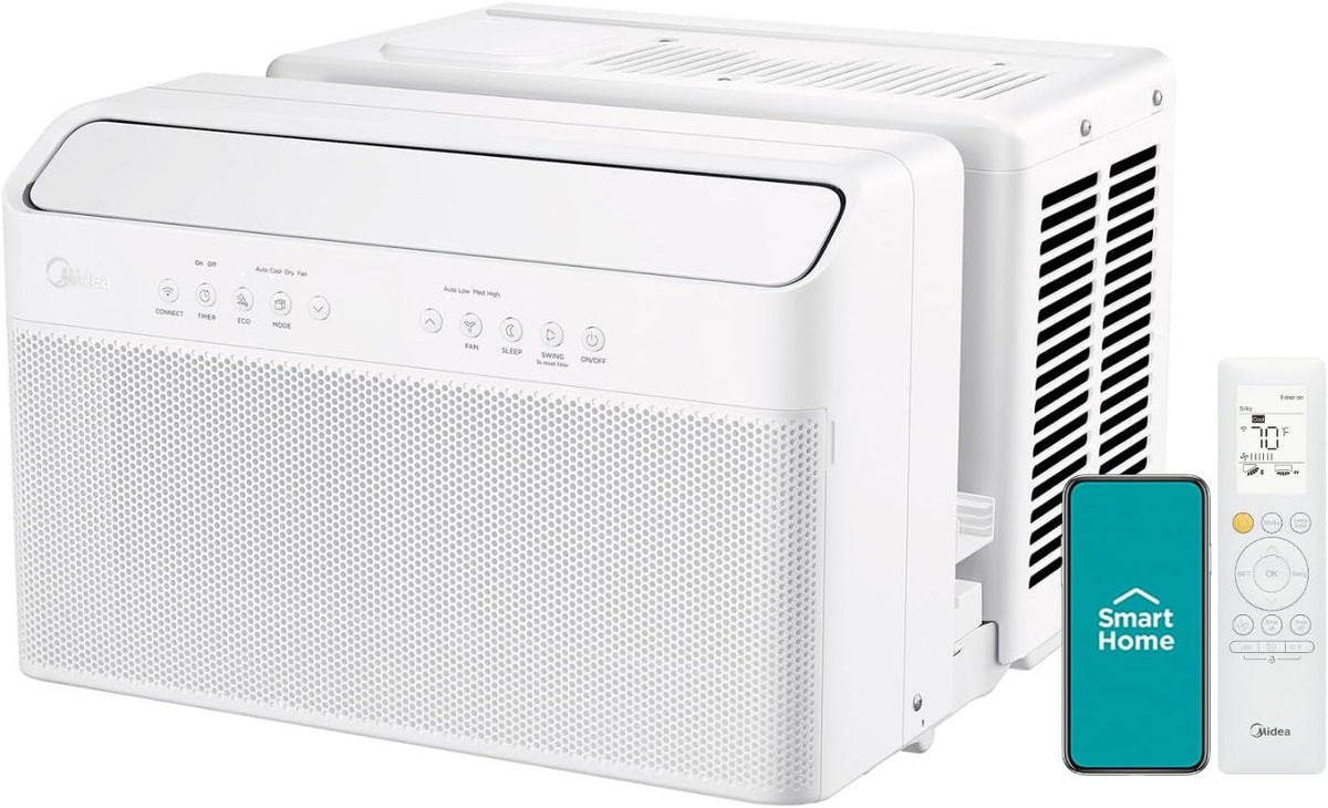 8,000 BTU U-Shaped Smart Inverter Air Conditioner C Cools up to 350 Sq. Ft., Ultra Quiet with Open Window Flexibility, Compatible with Alexa, 35%