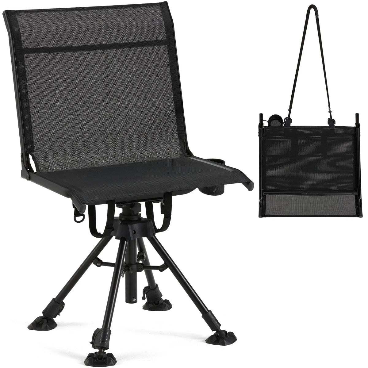 AECOJOY Hunting Chair Without Armrests, Lightweight Foldable Design, 360° Swivel for Blinds & Outdoor Use