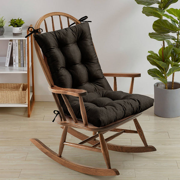 Sweet Home Collection 2 Piece Tufted Non Slip Rocking Chair Cushion Set Brown