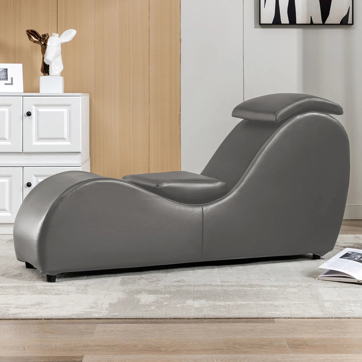 MUZZ Yoga Chair, Curved Yoga Chaise Lounge for Adults Stretching Exercising Relaxing, Chaise Lounge Chair with Adjustable Mats for Living Room